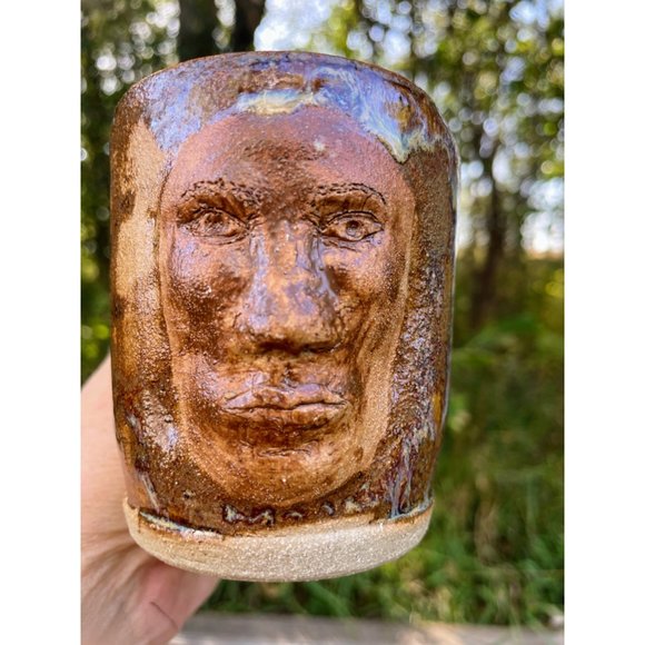 Vintage Creepy Man Face Art Pottery Coffee/tea mug cup - Picture 8 of 14